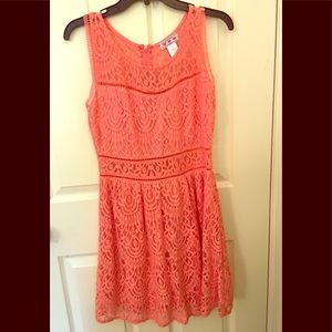 Junior Girls Coral Lace dress